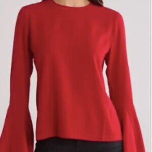 Frame Red Long Bell Sleeve Blouse Size M NWT